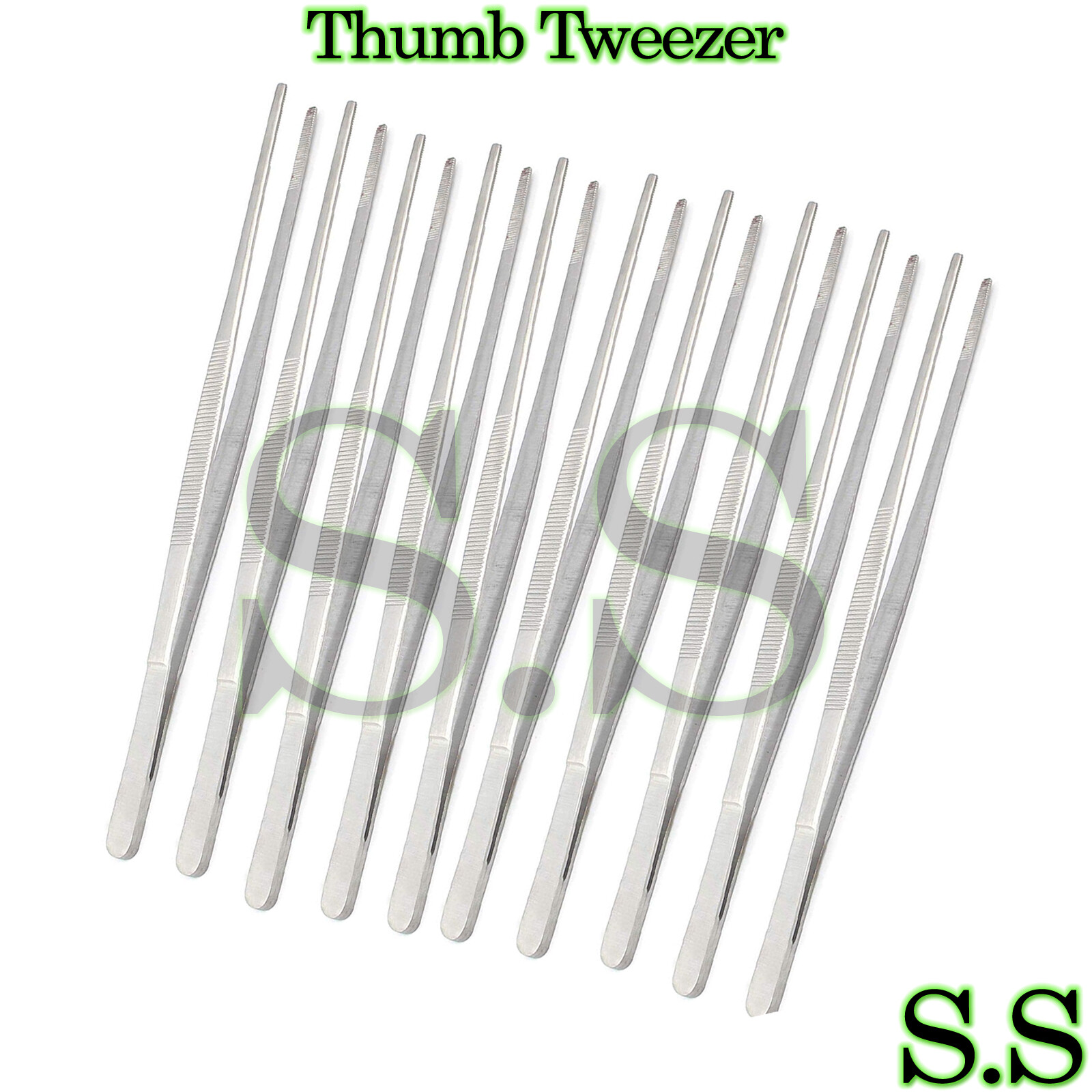 10 THUMB FORCEPS TWEEZERS SERR 10" SURGICAL VETERINARY