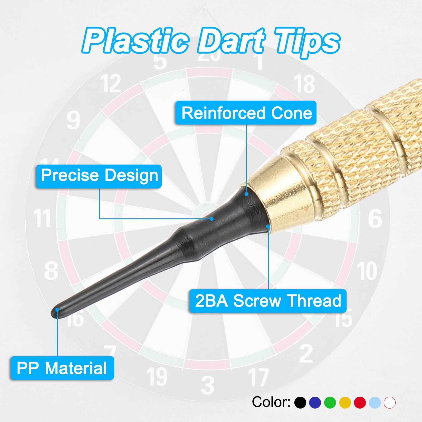 90Pcs 2BA Thread Plastic Soft Dart Tips Replacement Dart Accessories, Black
