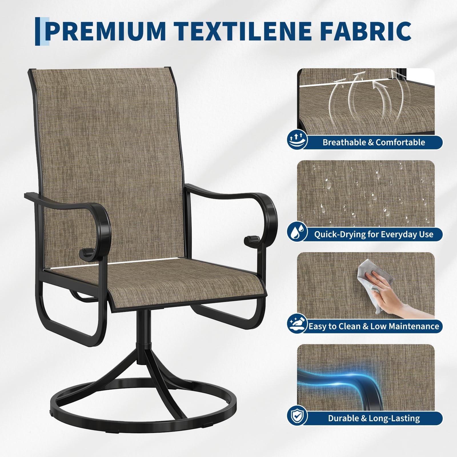 Garvee Patio Swivel Chair Set of 2,Outdoor Dining Chairs,Rocker Patio Chairs New