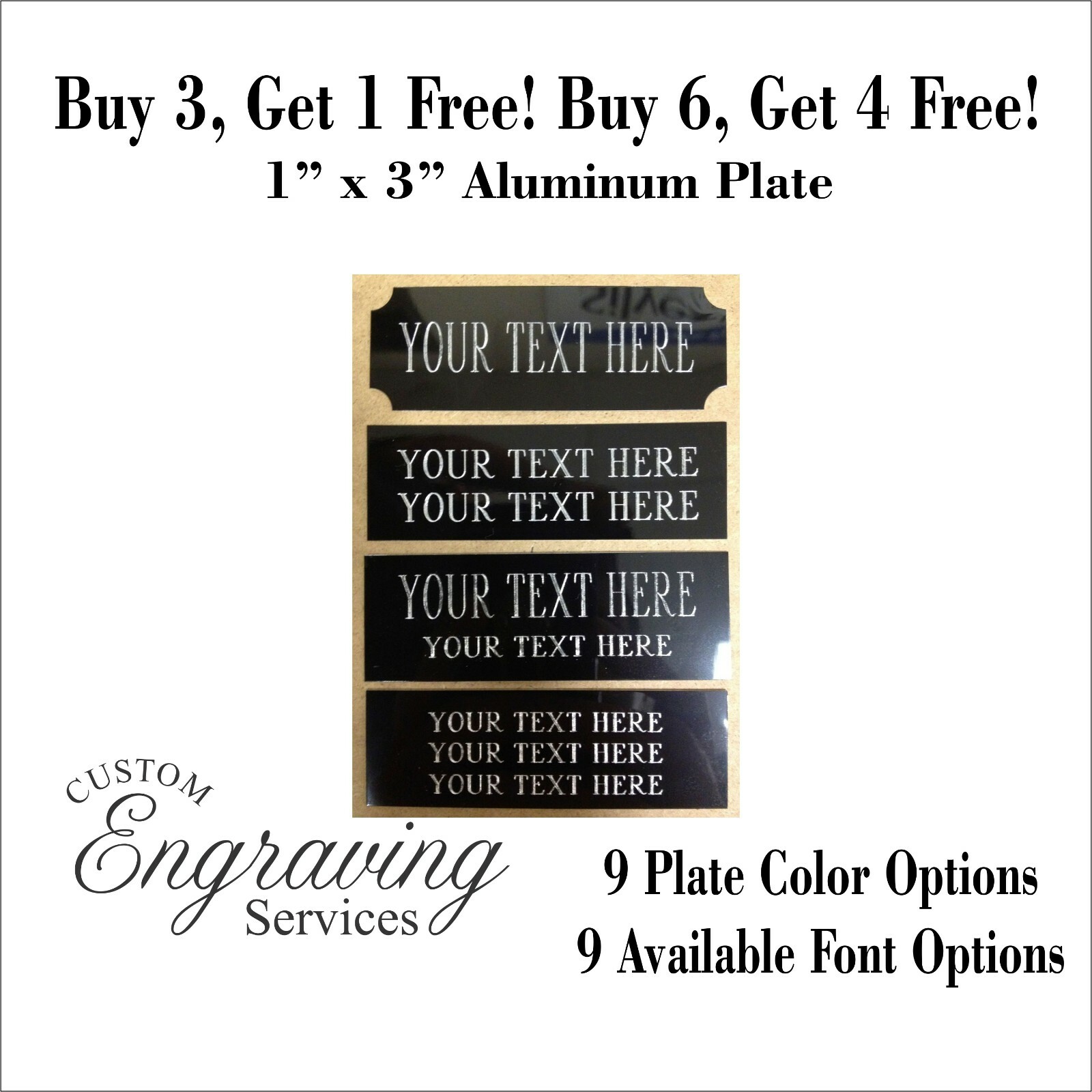 ENGRAVED PLATE ALUMINUM 1"X3" CUSTOM TAXIDERMY PLAQUE ART TROPHIES FLAG PERSONAL