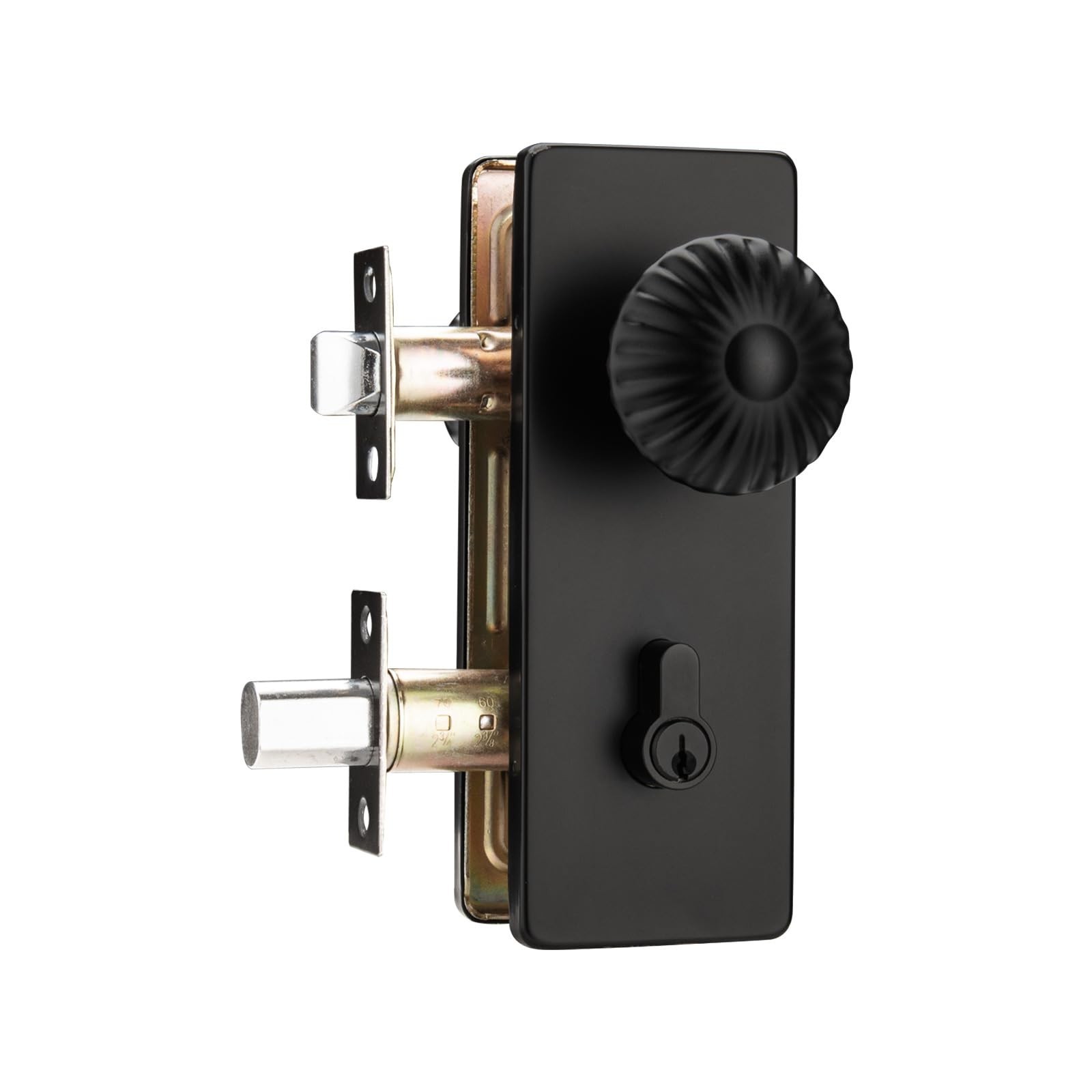 Seashell Knob Black Exterior Door Lock Set, Stainless Steel Door Knob | Keyed...