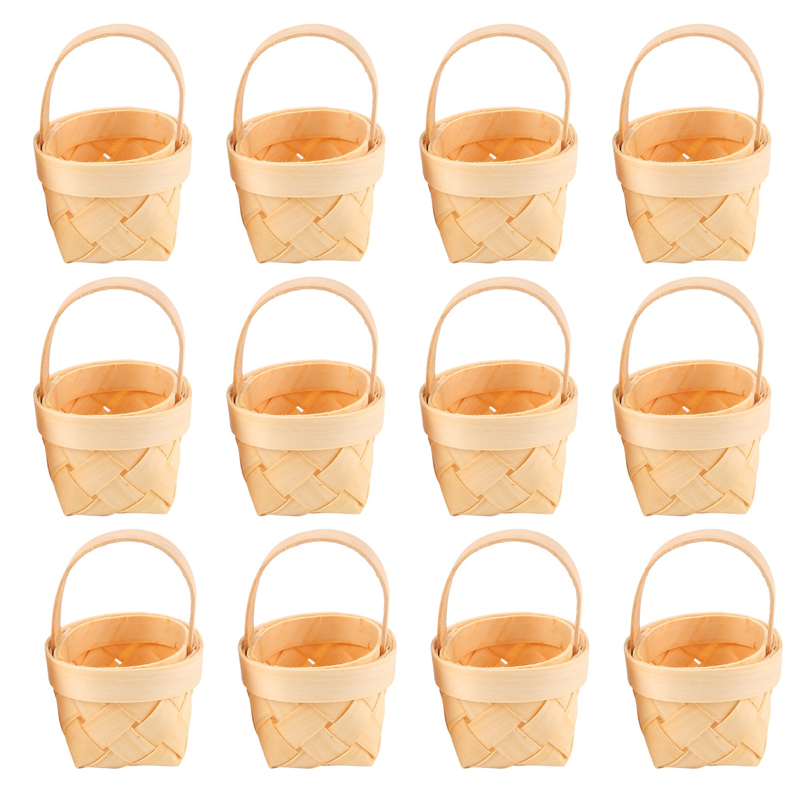 12Pcs Wood Chip  Baskets Manual Woven Baskets Ornaments Candy Storage Box E7U9