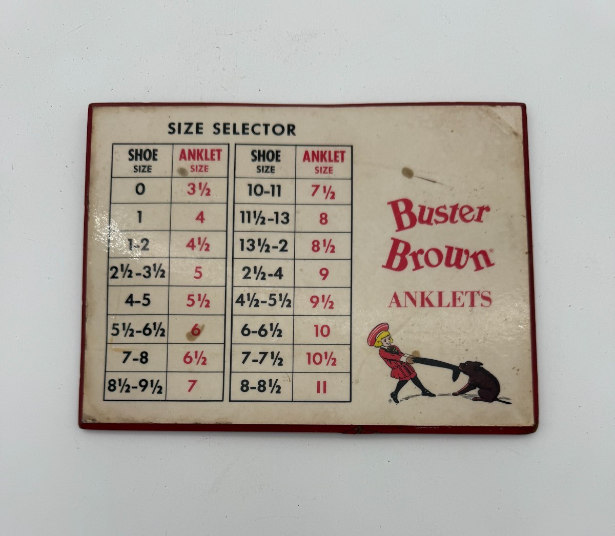 Vintage Buster Brown Shoes Size Selector Chart Promotional Advertisement 6x8