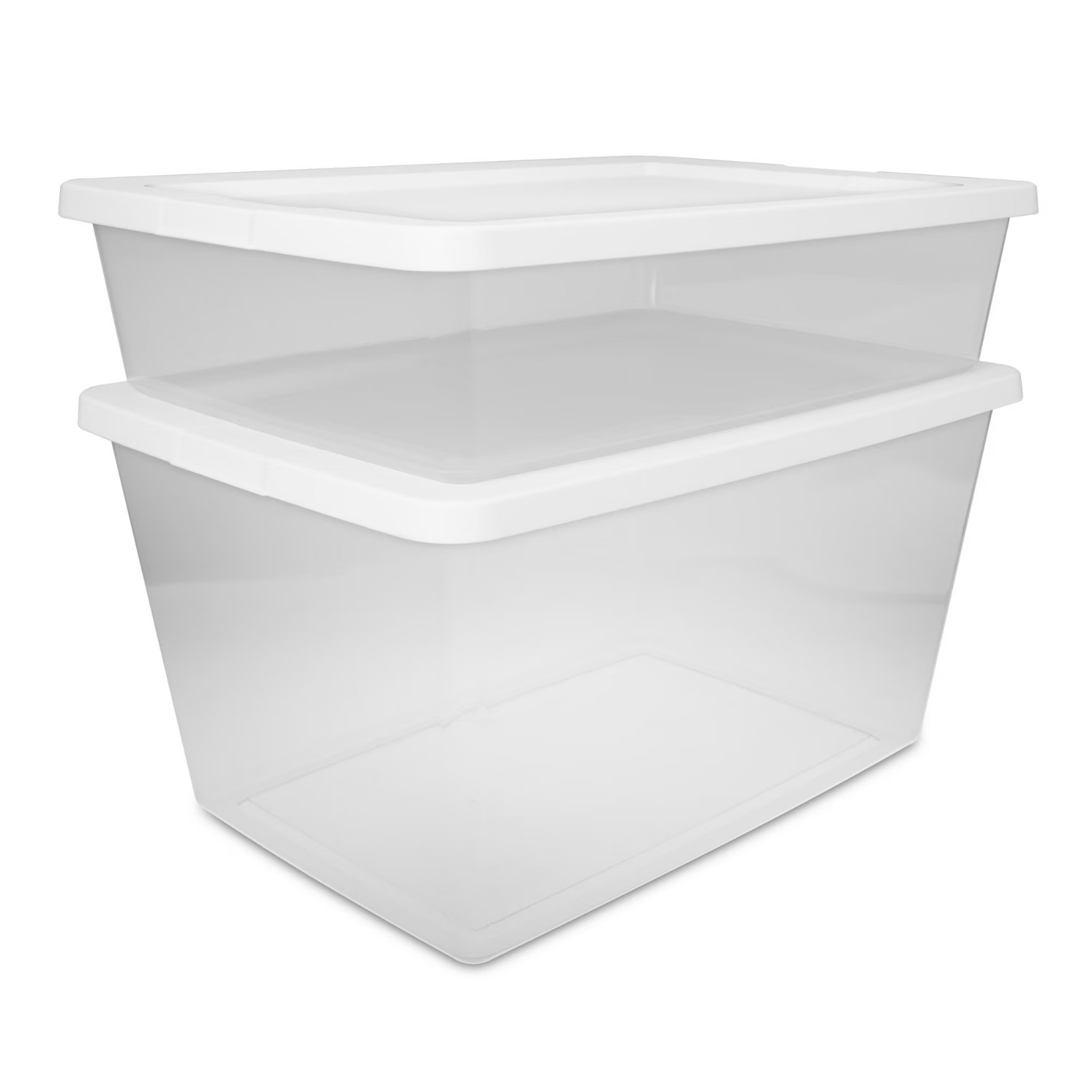 (2 pack) Sterilite 58 Quart Medium Storage Bin, Clear Plastic Storage Container