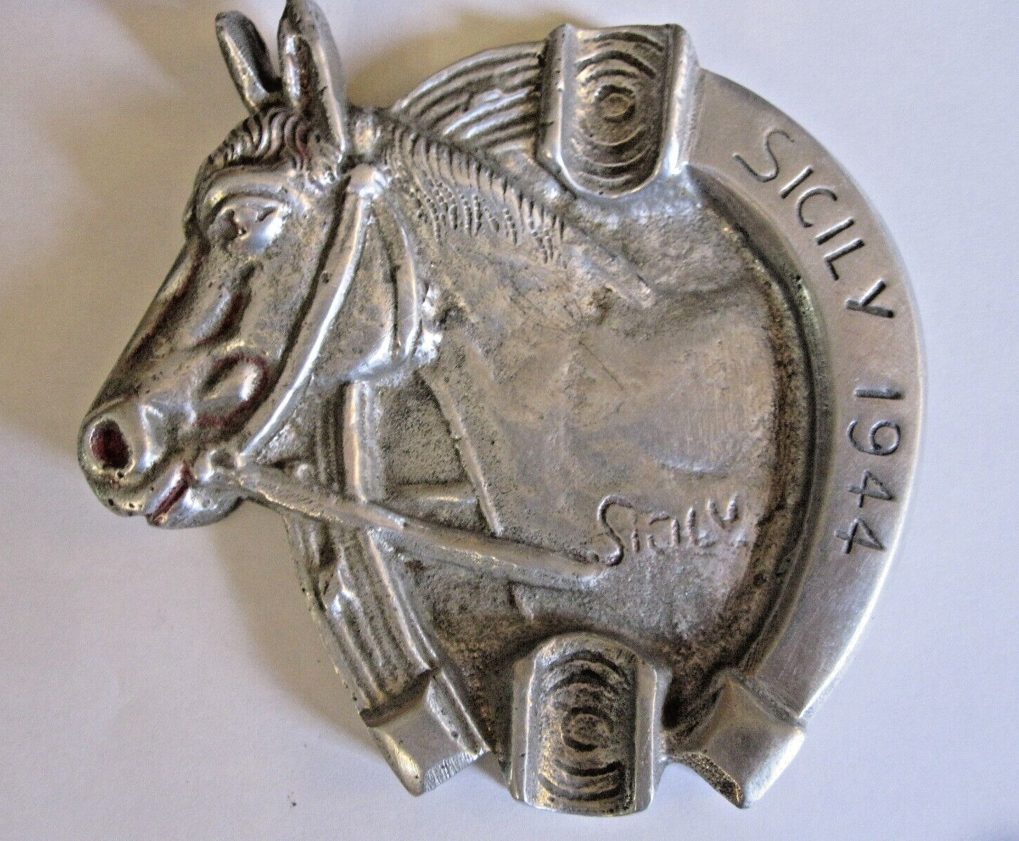 WWII Italian Theater - SICILY ASHTRAY 1944 - made of Aluminum