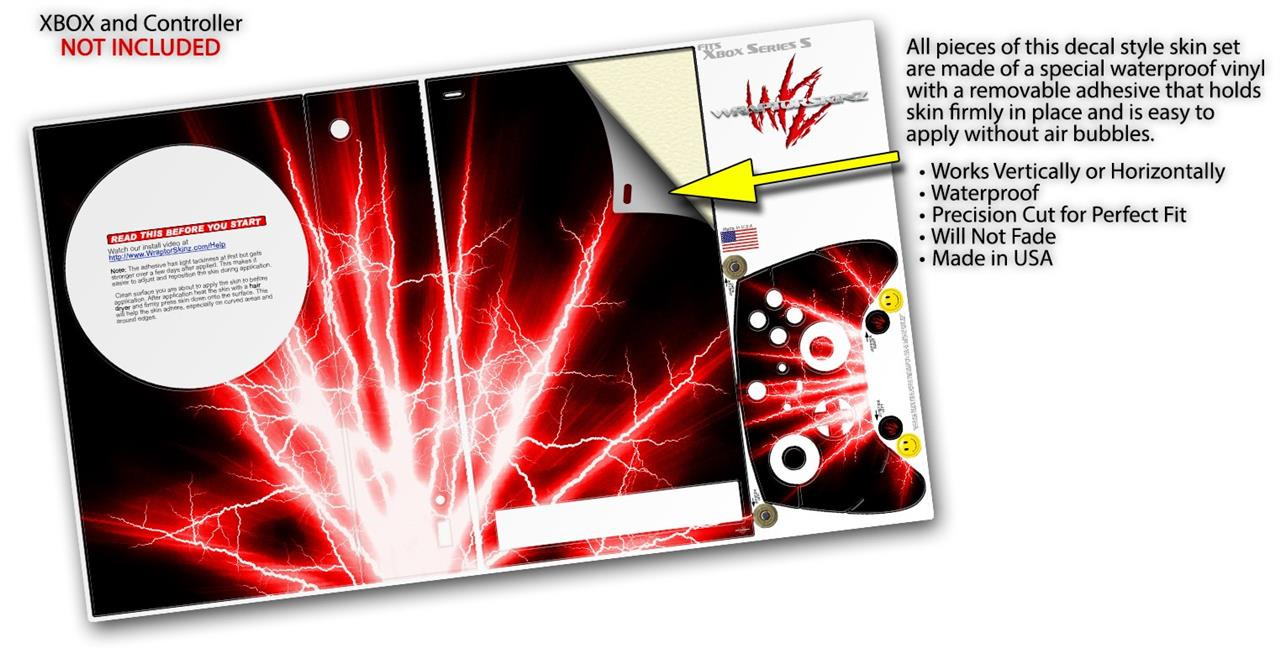 Skin Wrap for XBOX Series S Console Controller Lightning Red