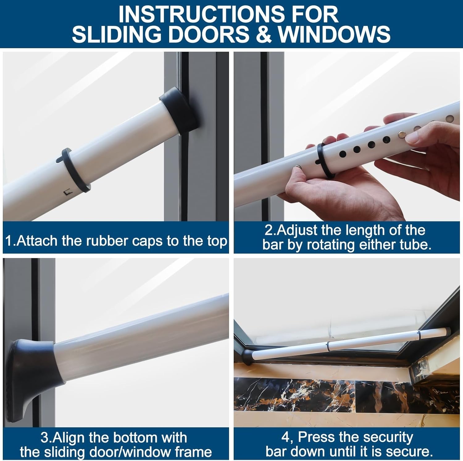 Heavy-Duty Door Lock Bar - 400 lbs Strength, 2 Pack Security Solution