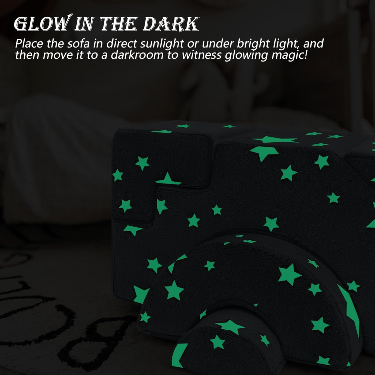Modular Toddler Foam Climbing Couch with Slide & Glow-in-the-Dark Stars