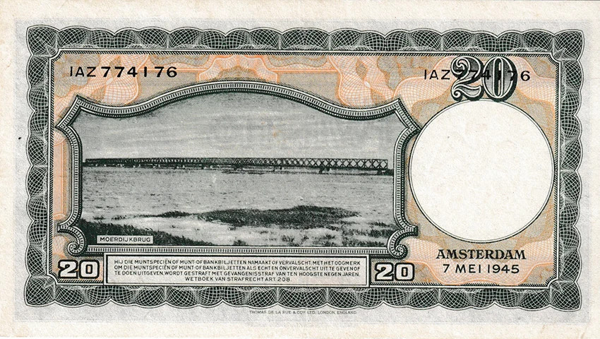 Netherlands - 1945 - 20 Gulden - "XF+" #NH167