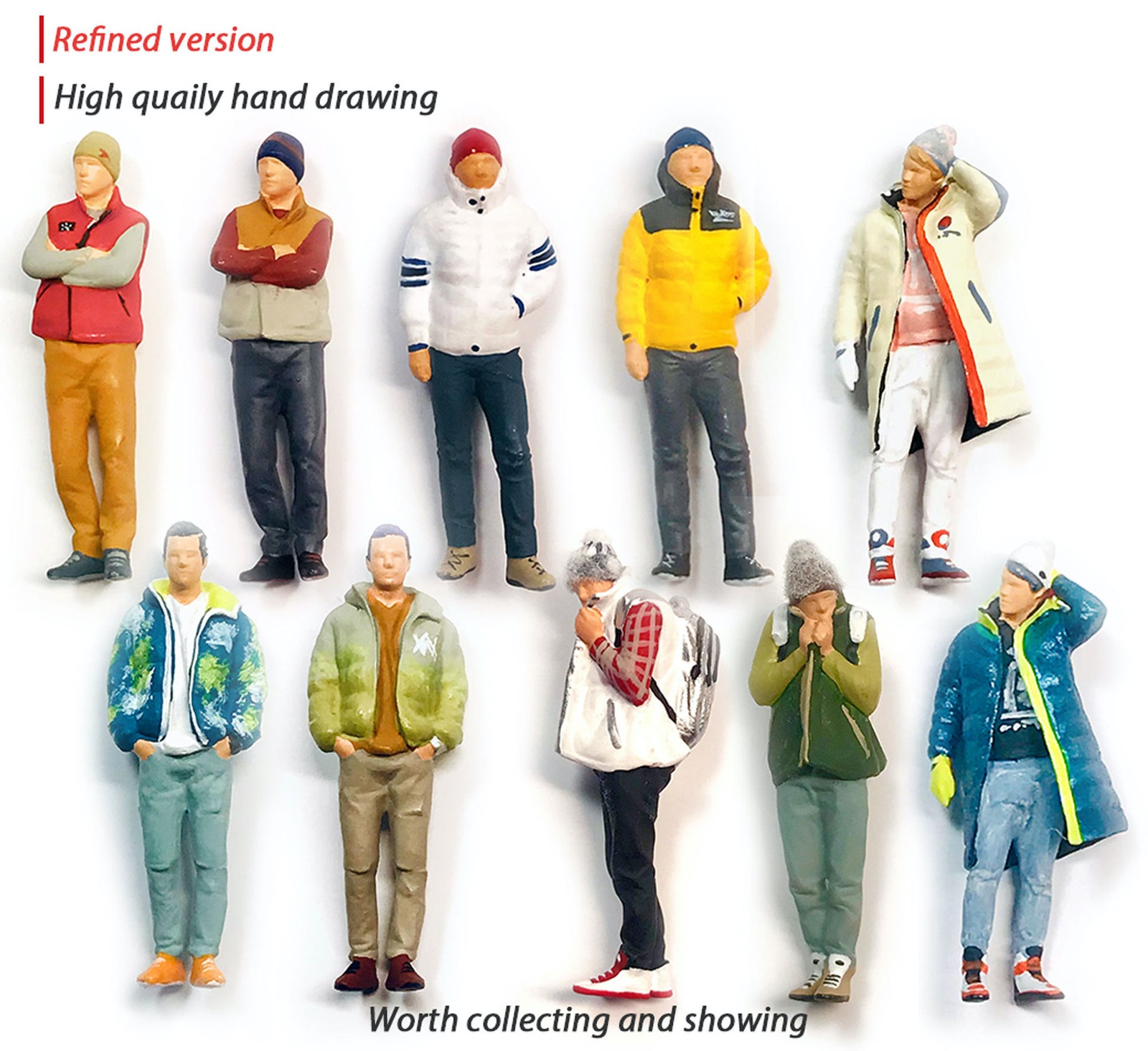 BN 1:64 Painted Figure Mini Model Miniature  Diorama Winter Trendy Casual Man
