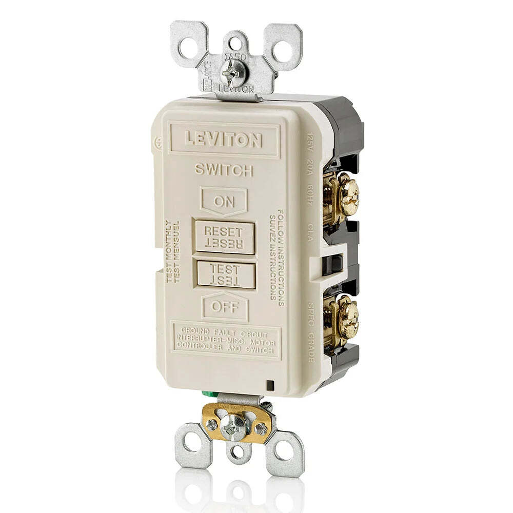 Leviton GFRBF-T Self-Test Blank Face GFCI Receptacle, 20A - 125V - Light Almond