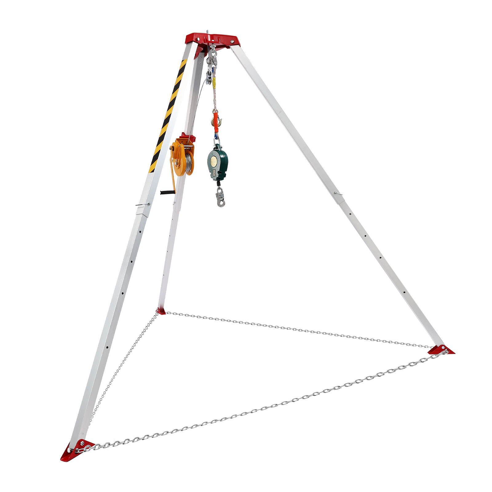 Confined Space Tripod Kit 1800lb Winch w/5.2ft-8ft Adjustable Legs Rescue Tripod