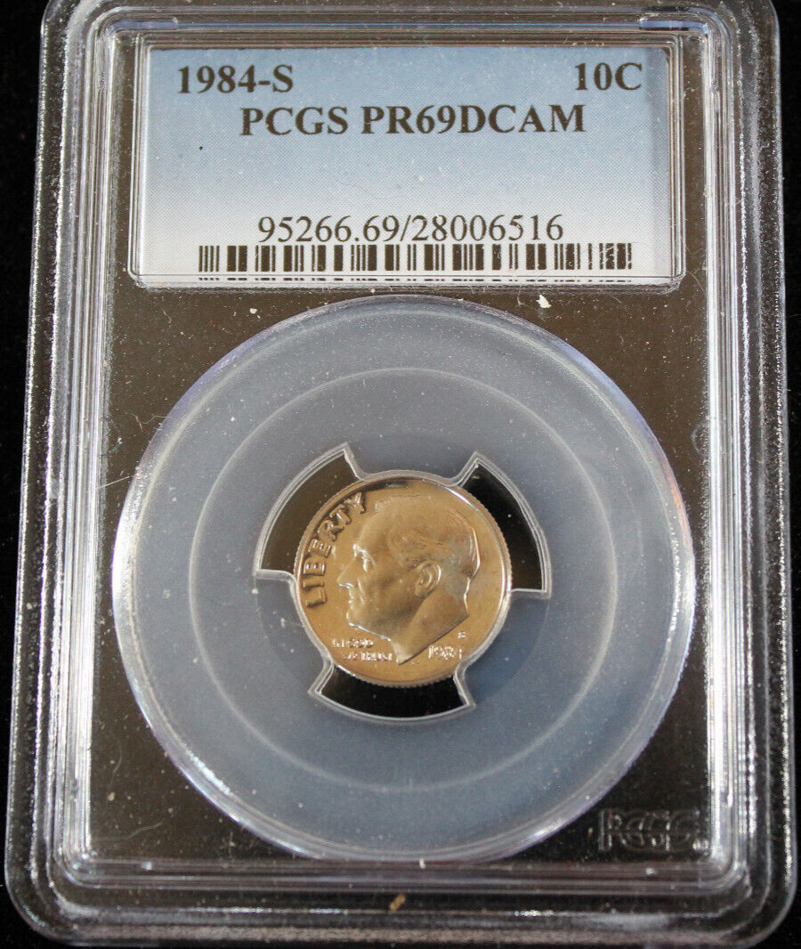 1984-S Roosevelt Dime 10C PROOF COIN  PCGS PR69 DCAM Deep Cameo
