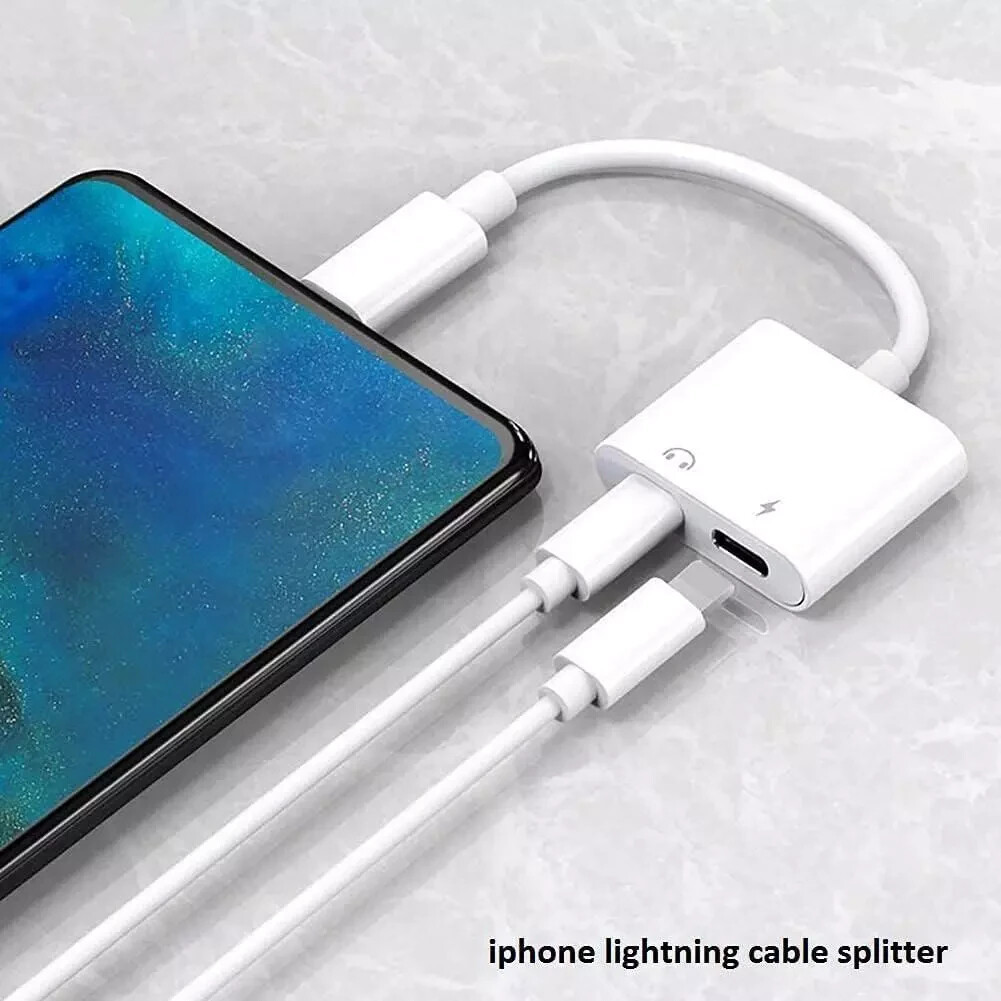[Apple MFi Certified] 2PACK IPhone Lightning To 2 Lightning Adapter, Dual AUX +