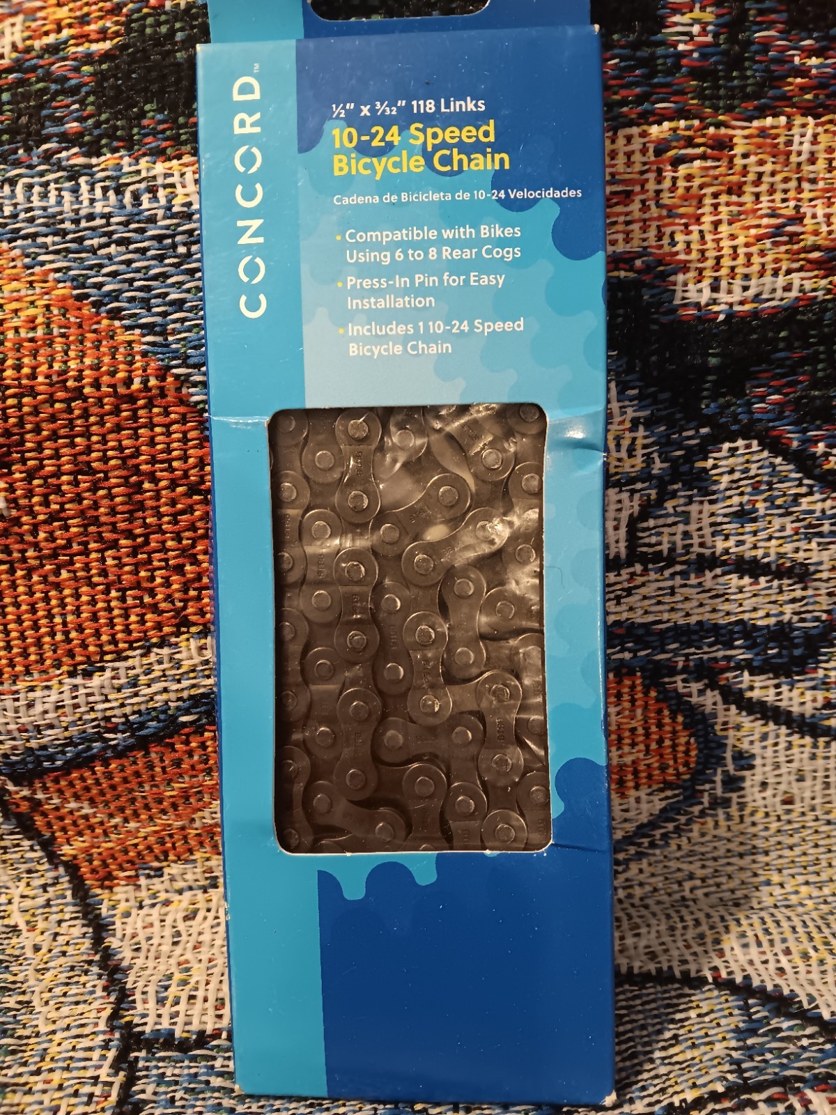 Concord  ( Walmart Brand) 10-24 speed bicycle chain 1/2" x 3/32" 118 Links