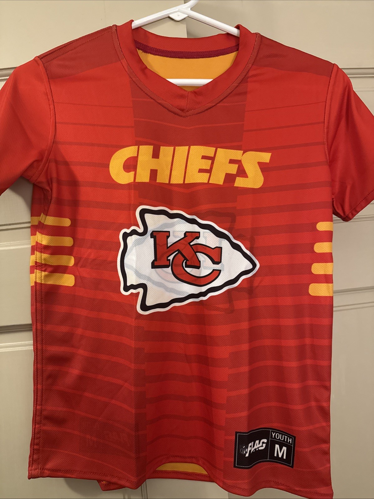 Kansas City Chiefs Reversible Shirt Youth MED Red Yellow Football shirt~Flag