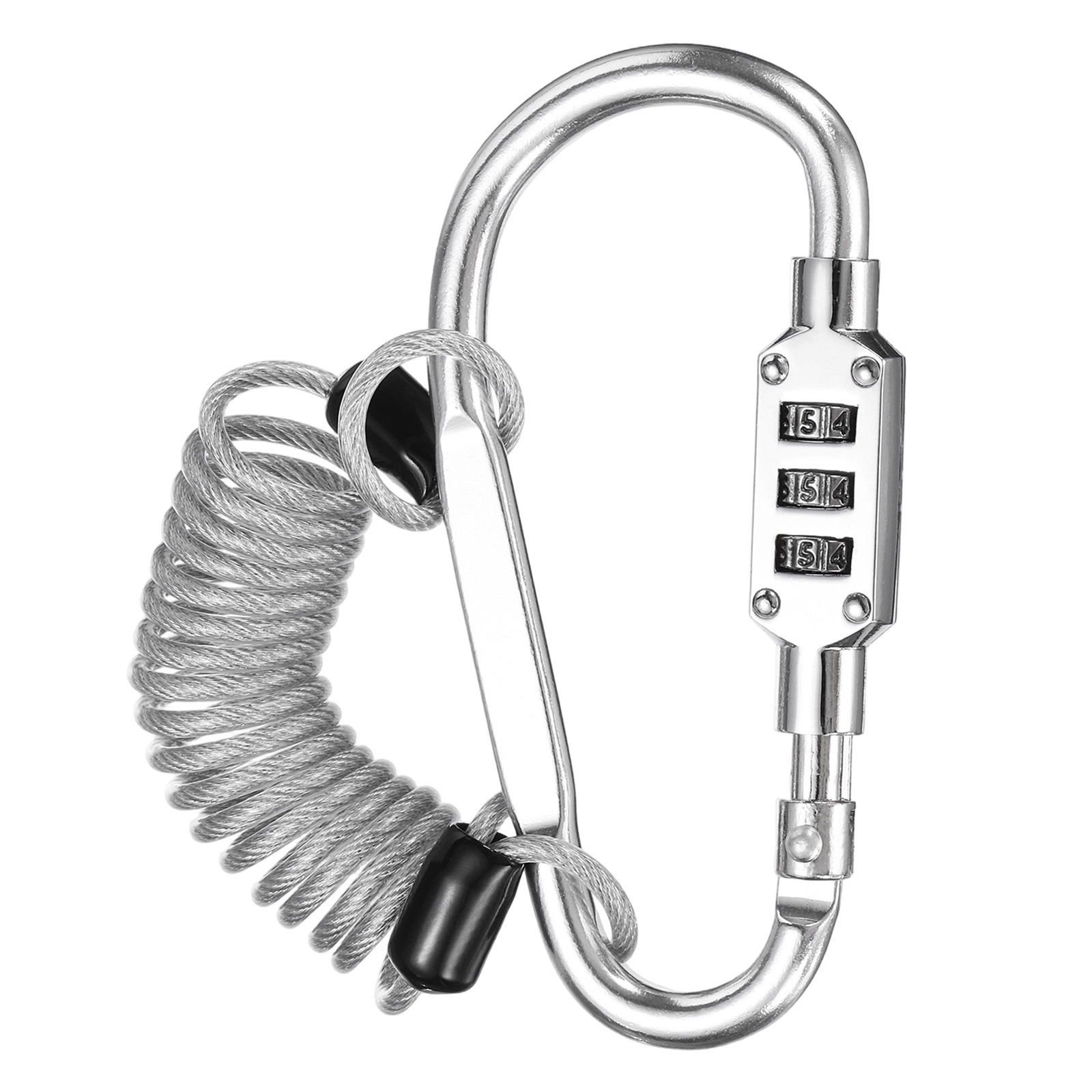 3.3Ft Security Cable Lock Steel Safety Cable with 3.8" Combination Lock Silver