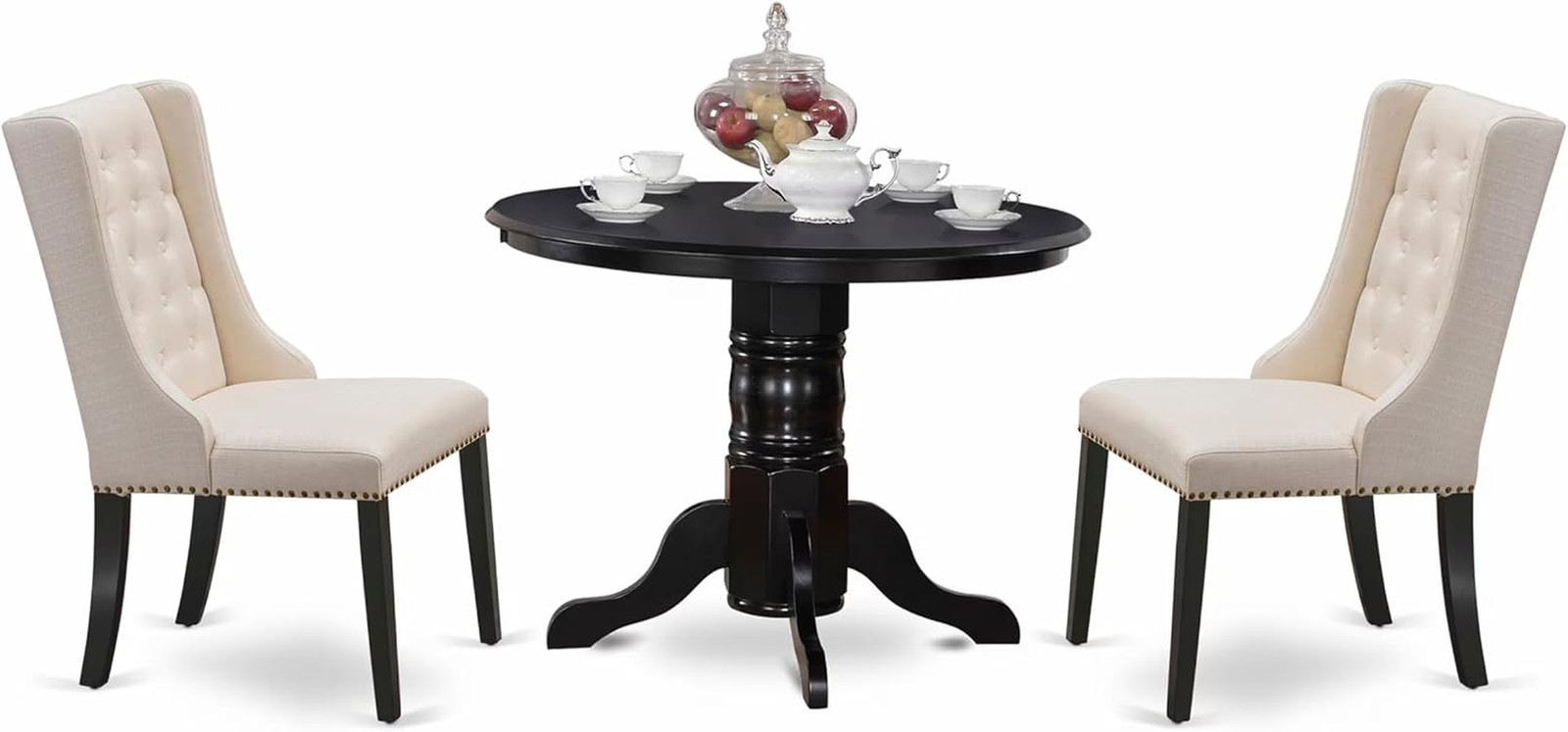 SHFO3-BLK-01 3 Piece Dinette Set for Small Spaces Contains a round Kitchen Table