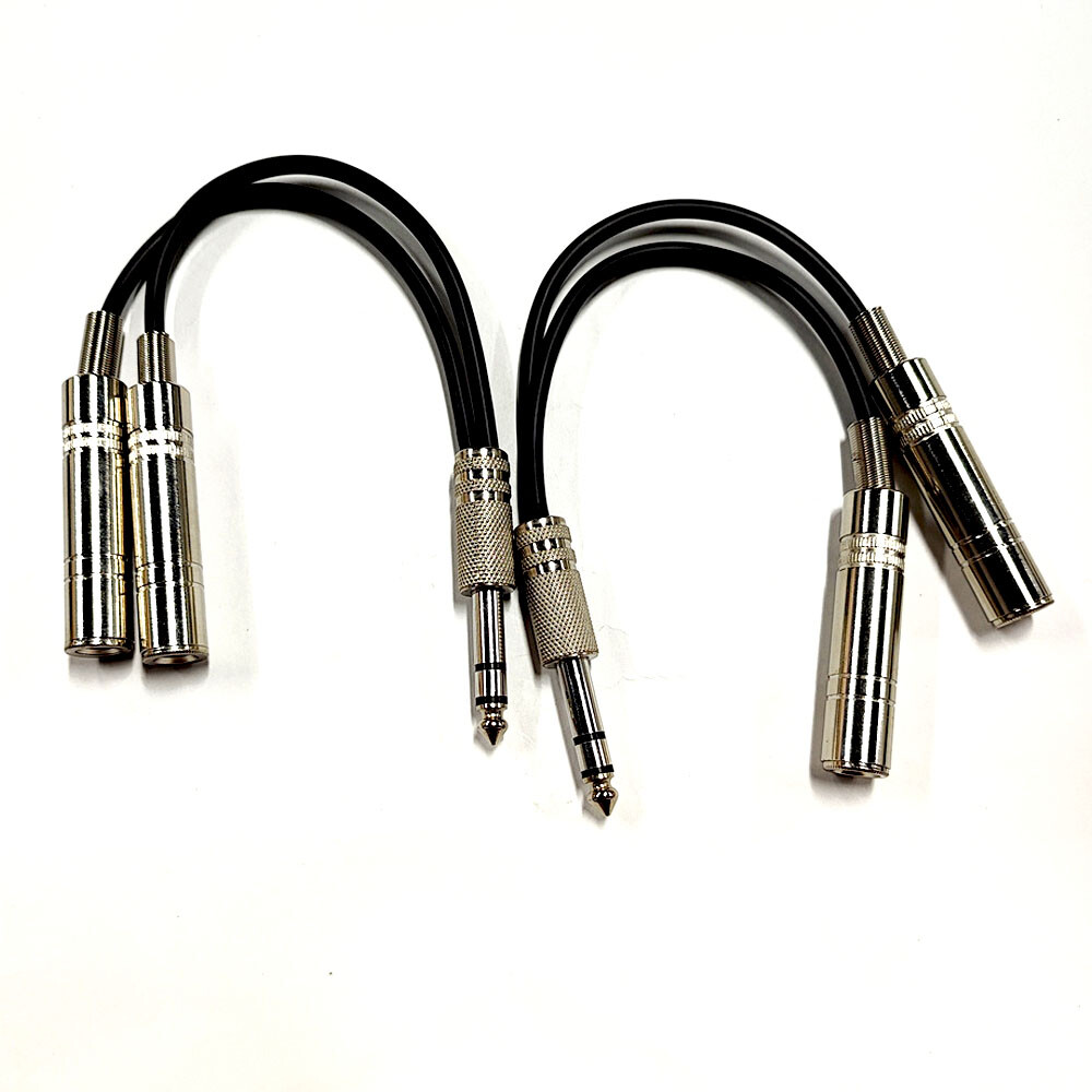 2pcs 1/4" Stereo Male to Dual 1/4" TRS Female Audio Y Splitter Cable Connector