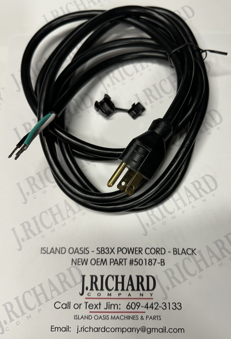 ISLAND OASIS - SB3X MACHINE - POWER CORD, BLACK w/GROMMET - OEM PART #50187