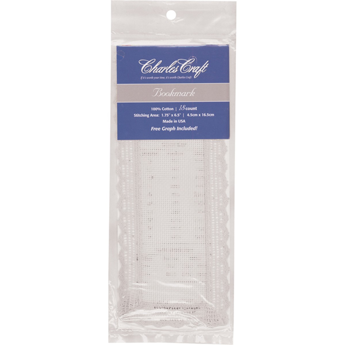 Charles Craft Lace Edged Bookmark 18 Count 3"X8"-White - 6 Pack