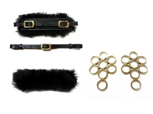 Set Bitless Bridle Hackamore Flower Gold - Real Sheepskin