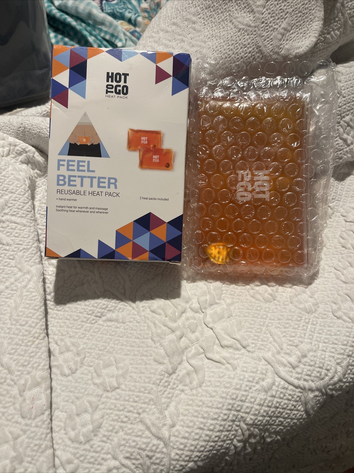 Hot To Go Reusable Heat Pack Hand Warmer 2 Pack Open Box Sealed Package