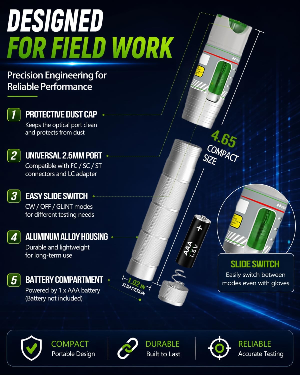VFLTOOL 2pc Beryl VFL fiber optic tester