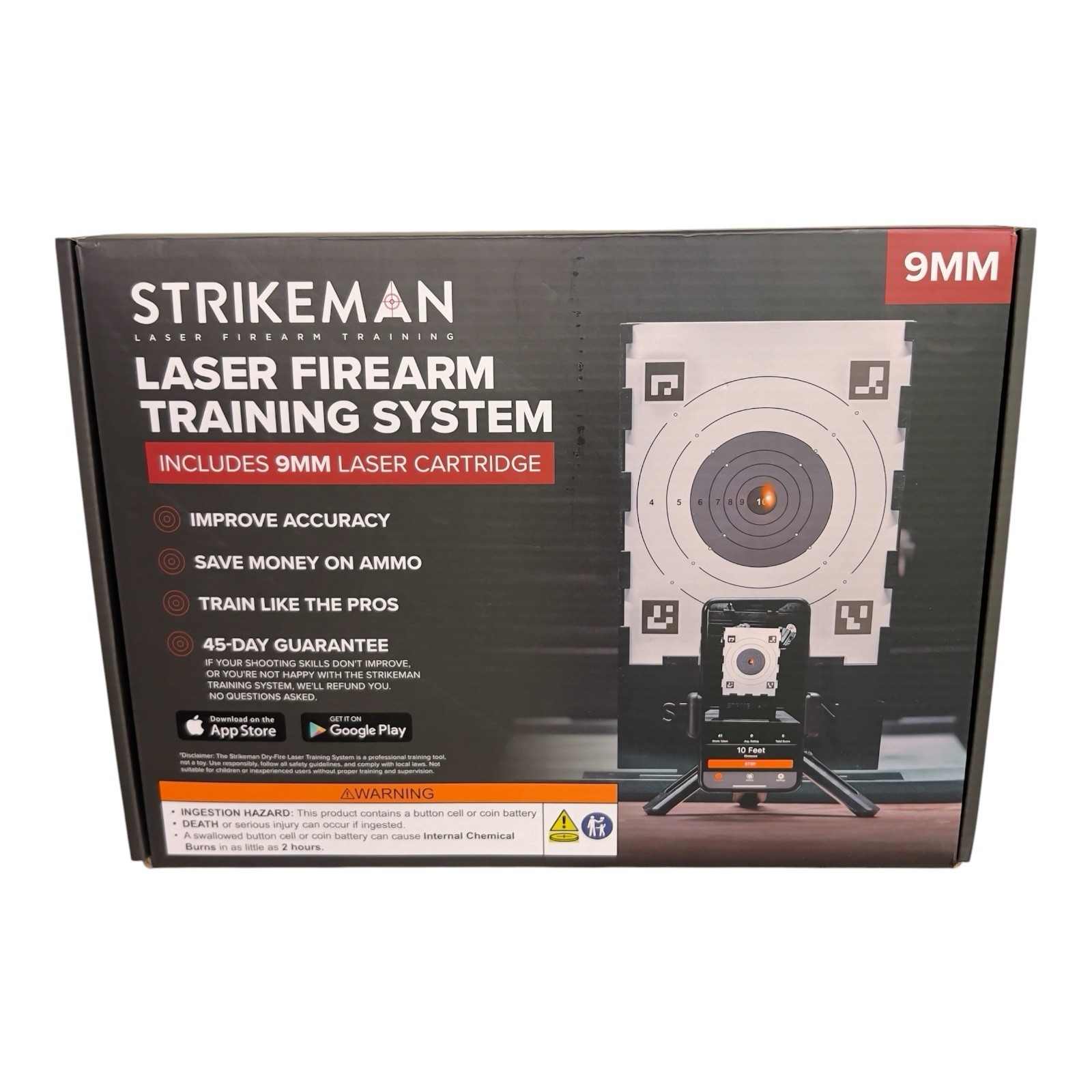 Strikeman 9mm Laser Firearm Training System Dry Fire Target Phone Mount Complete