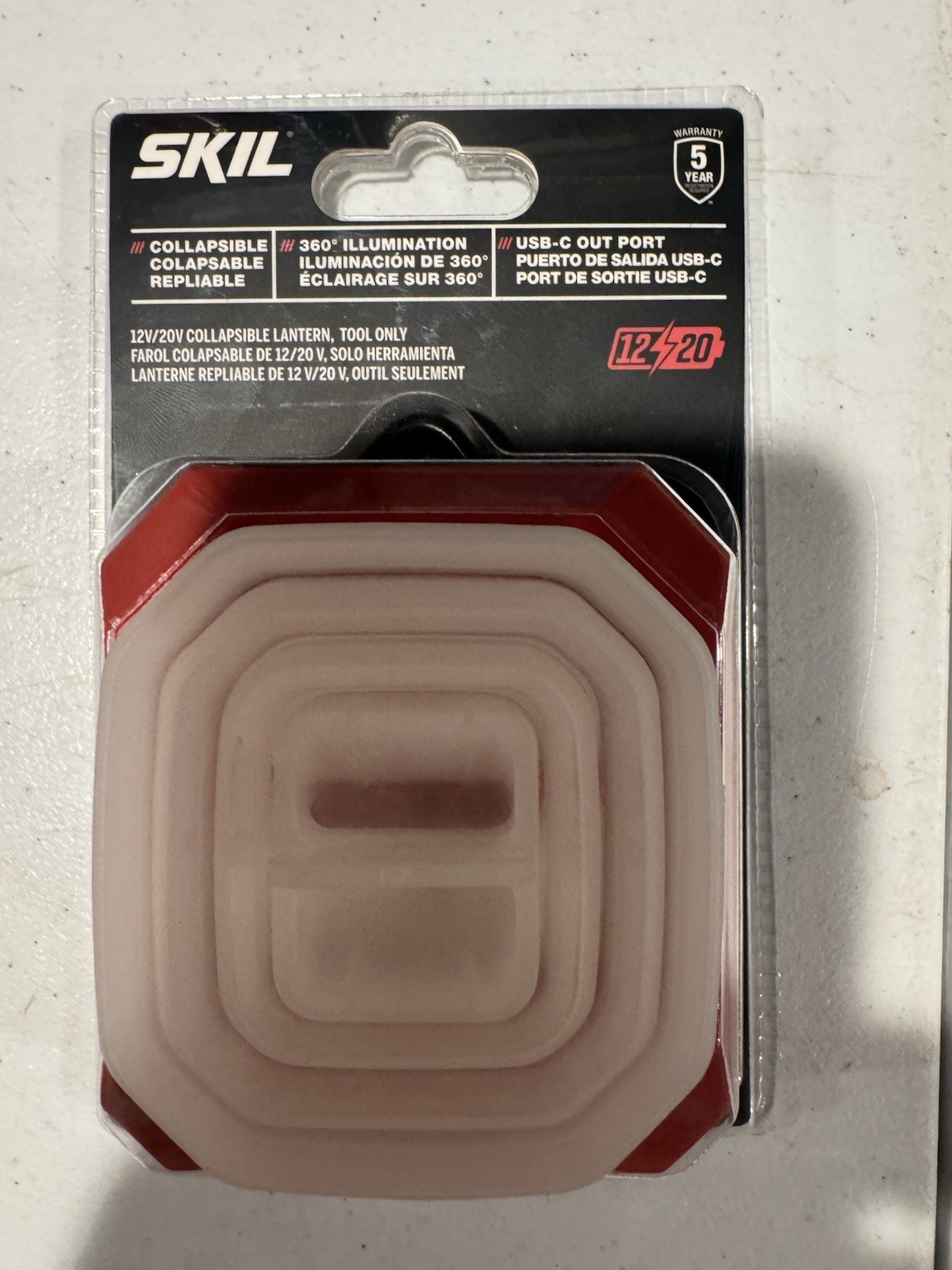 SKIL 12V/20V Collapsible Lantern 300-Lumen LED, USB-C Out Port - TOOL ONLY