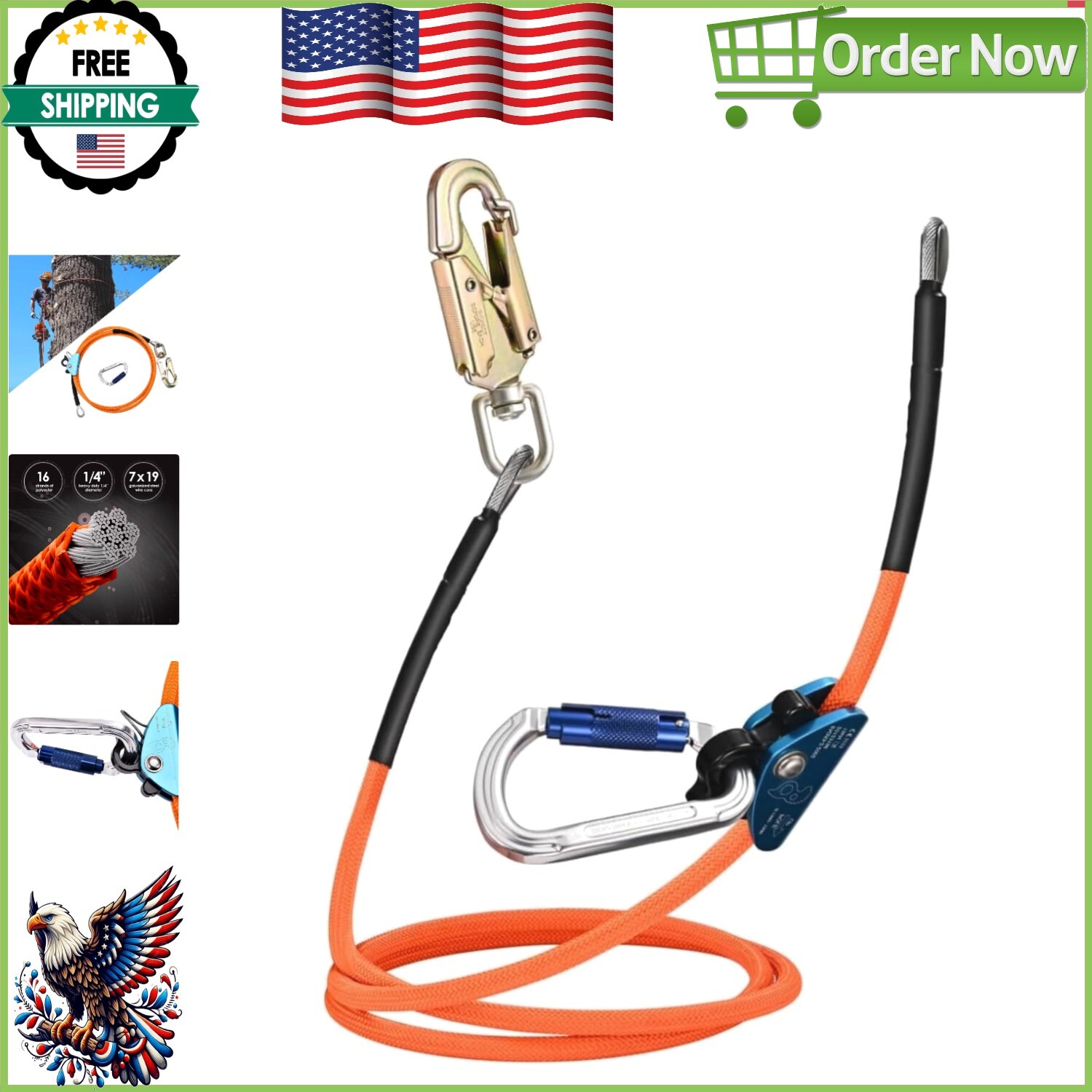 Professional Tree Climbing Flipline Kit - 1/2'' x 10FT with High Load Capacity