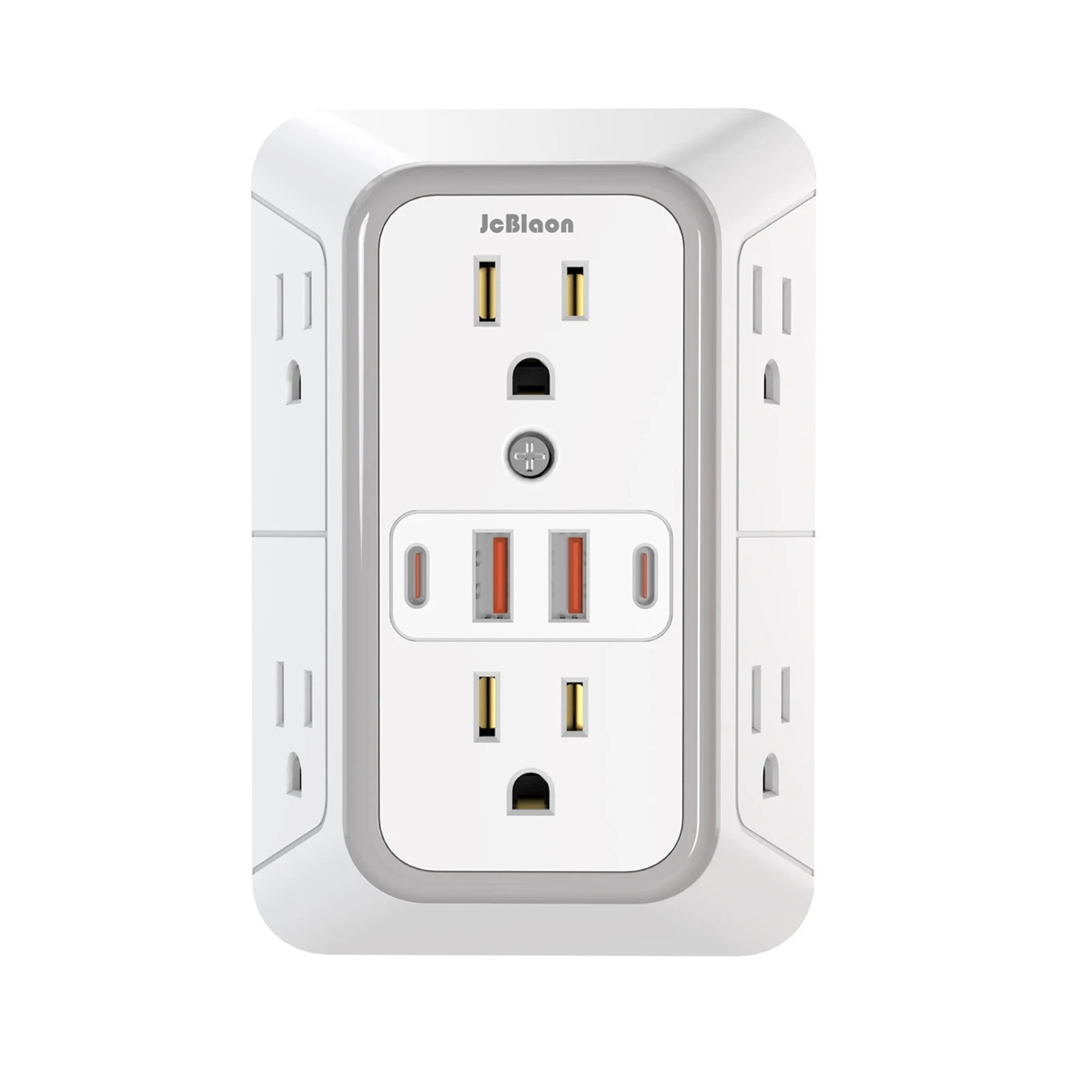 6Outlet Extender Surge Protector Multi Plug Wall Adapter 2USB Charger Ports with