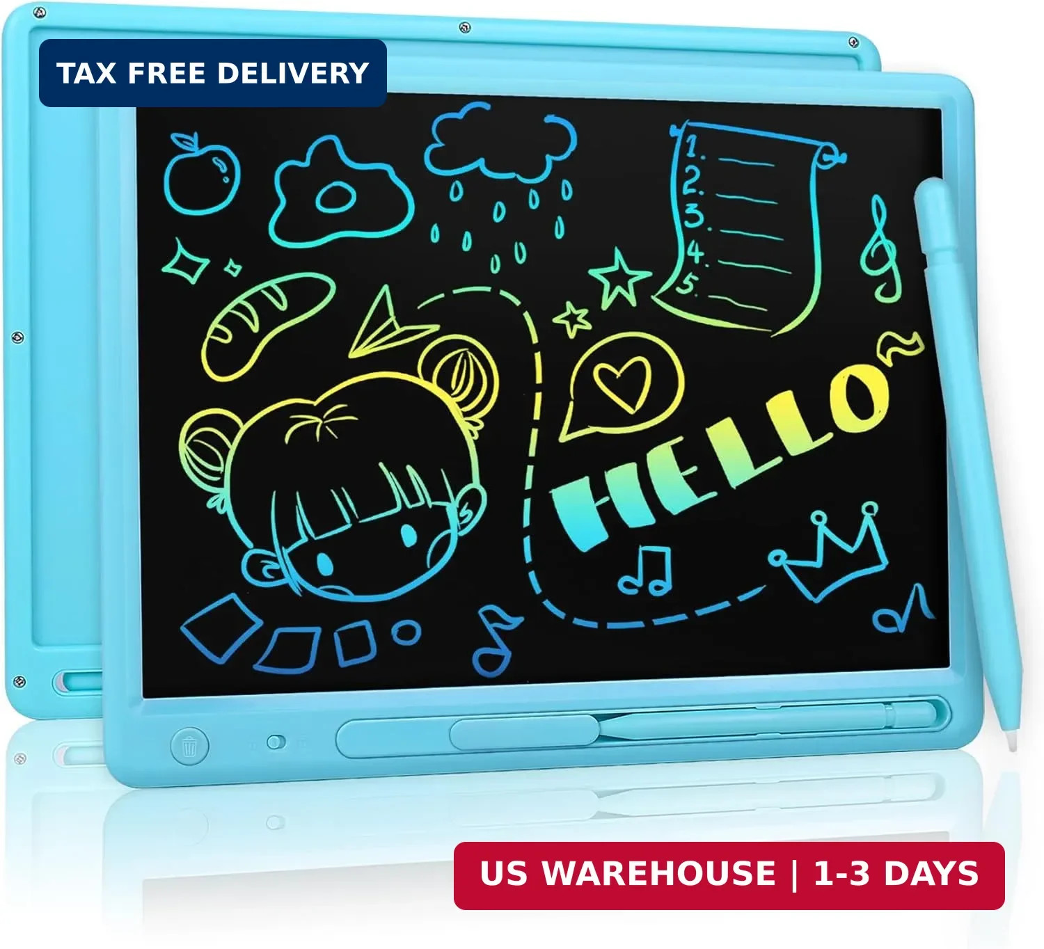 LCD Writing Tablet for Kids, 15 Inch Colorful Drawing Doodle Board, Learning Edu