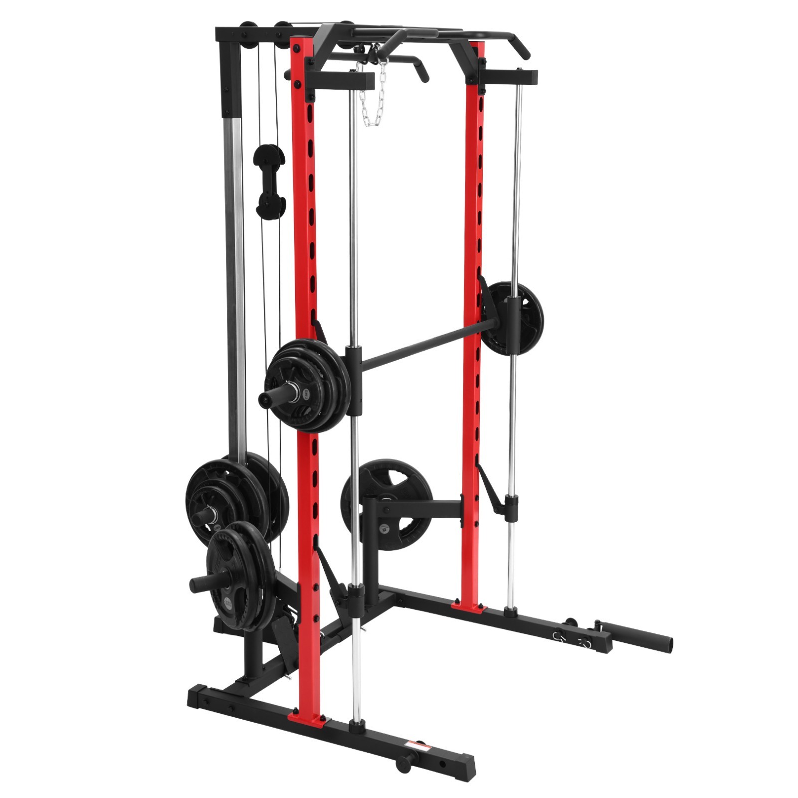 Smith Machine, Multi-Function Power Cage w/ Lat Pull Down System Workout Machine