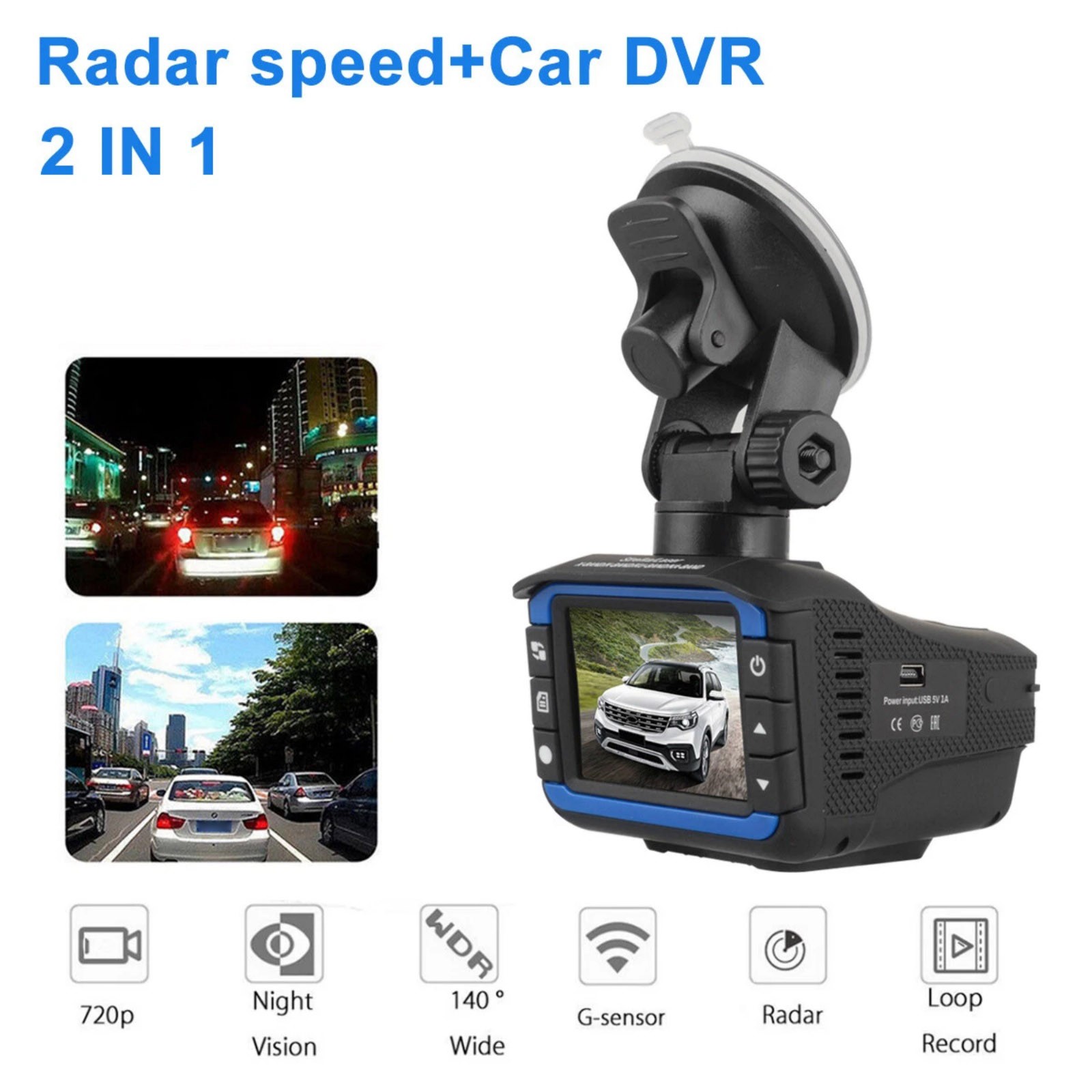 Car Radar Detector DVR Dash Camera G-sensor Night Vision 720P Video Recorder