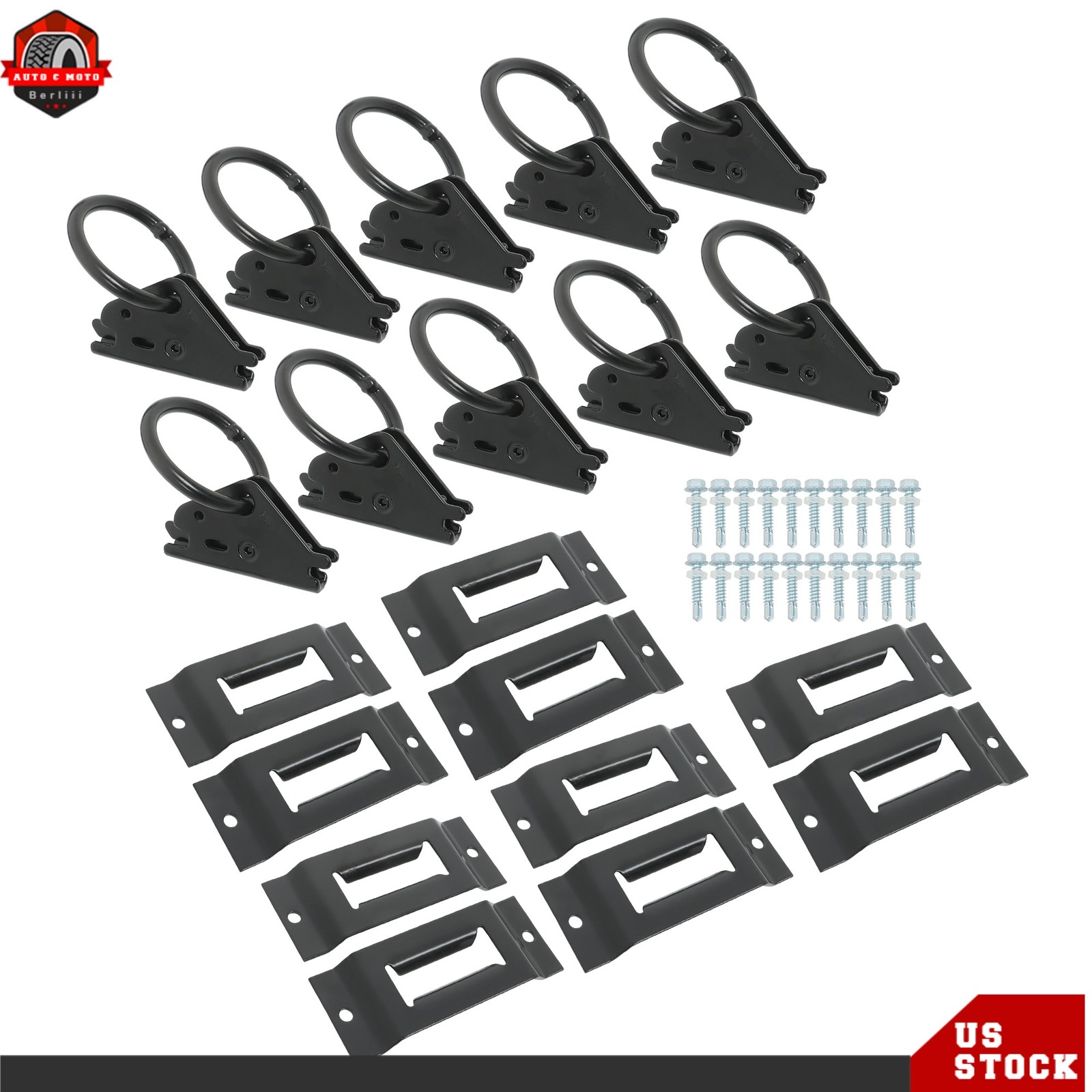 E Track Tie Down Rail Single Slots With O-Rings Powder Coated 20 Pack Durable