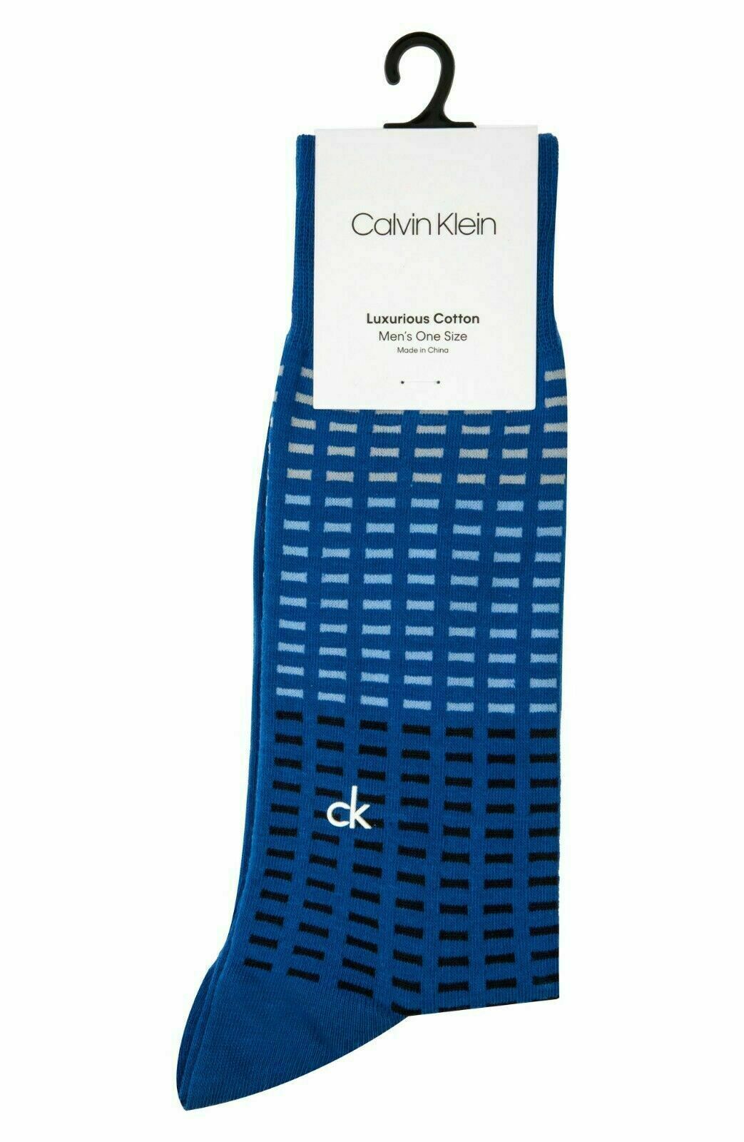 Calvin Klein Men's Tile Pattern Cotton Crew Socks, Olympian Blue 7-12