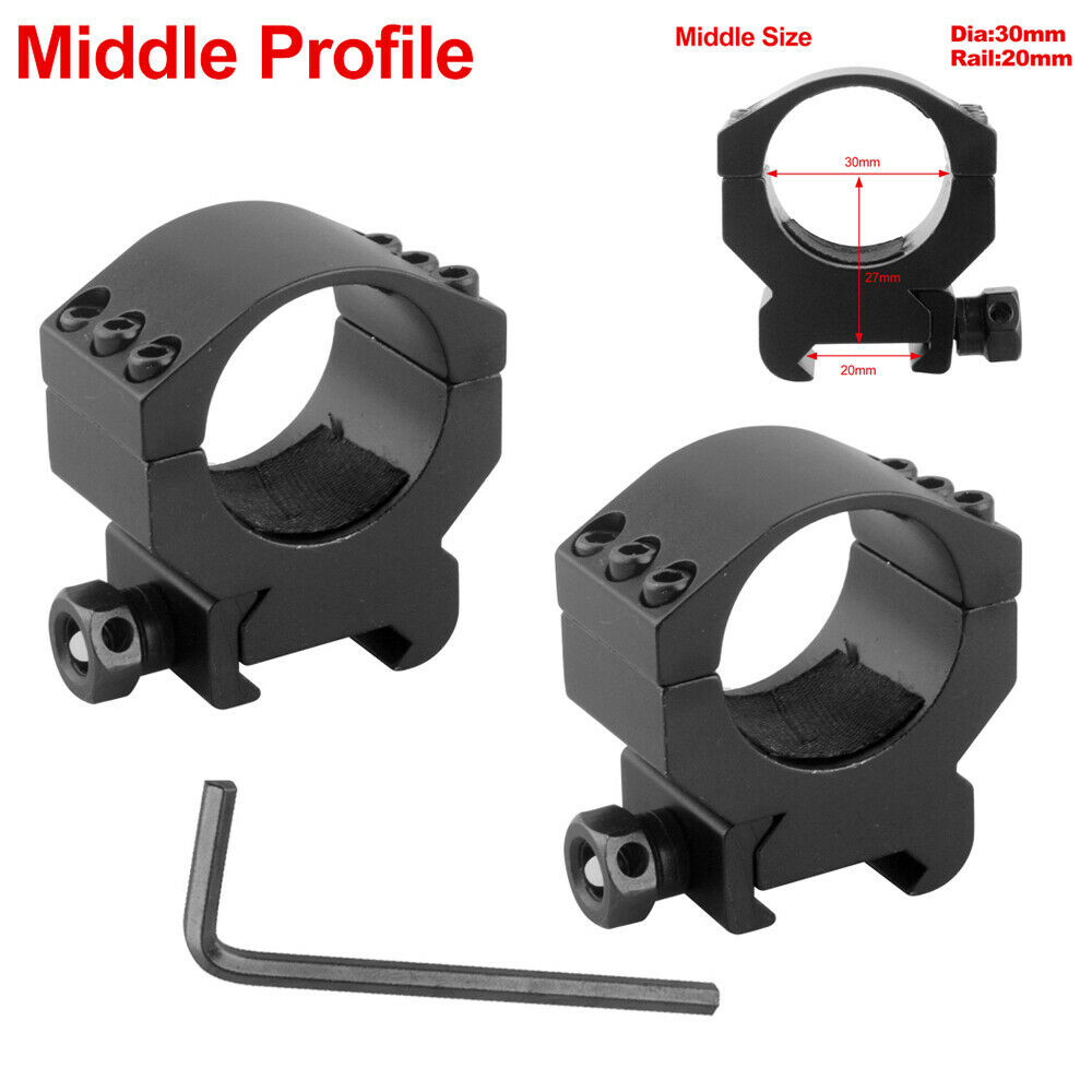 2Pcs 30mm Scope Ring Mount Low/Middle/High Profile for 20mm Picatinny Rail Mount