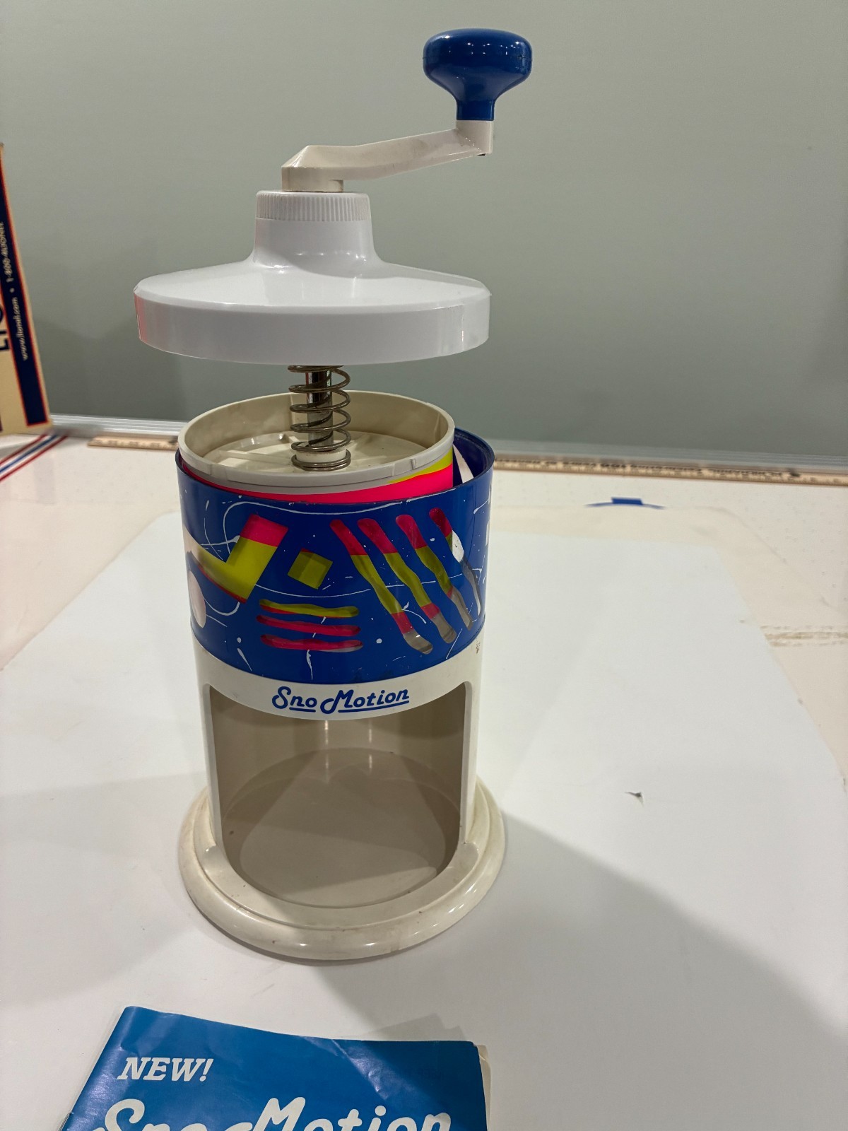 Vintage Sno Motion Manual Snow Cone Maker-Ice Shaver Tested & Works-w/Instruct