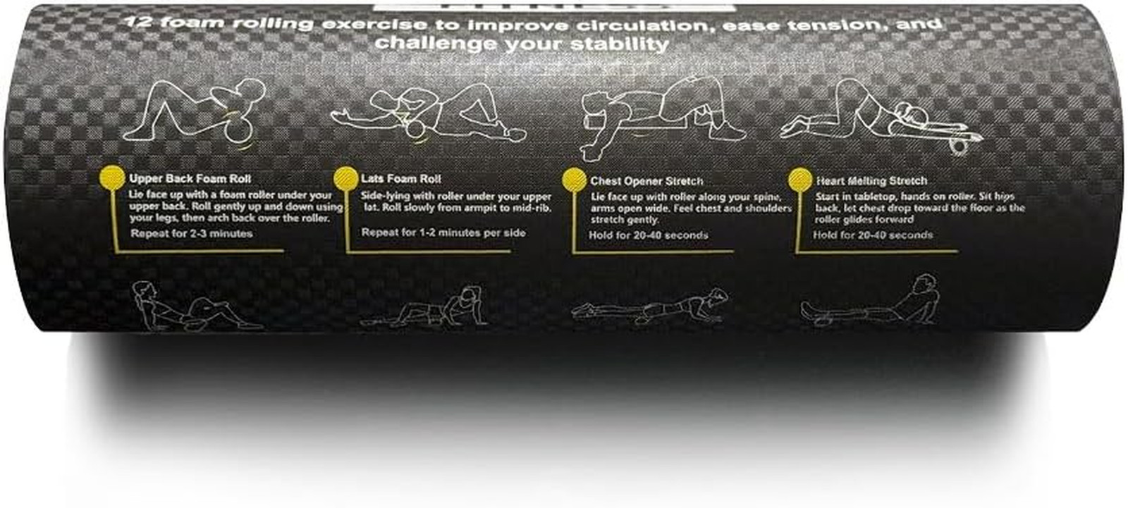 Foam Roller with Printed Exercises - 17.7''X 6'' Lightweight EPE/PE Exercise Rol