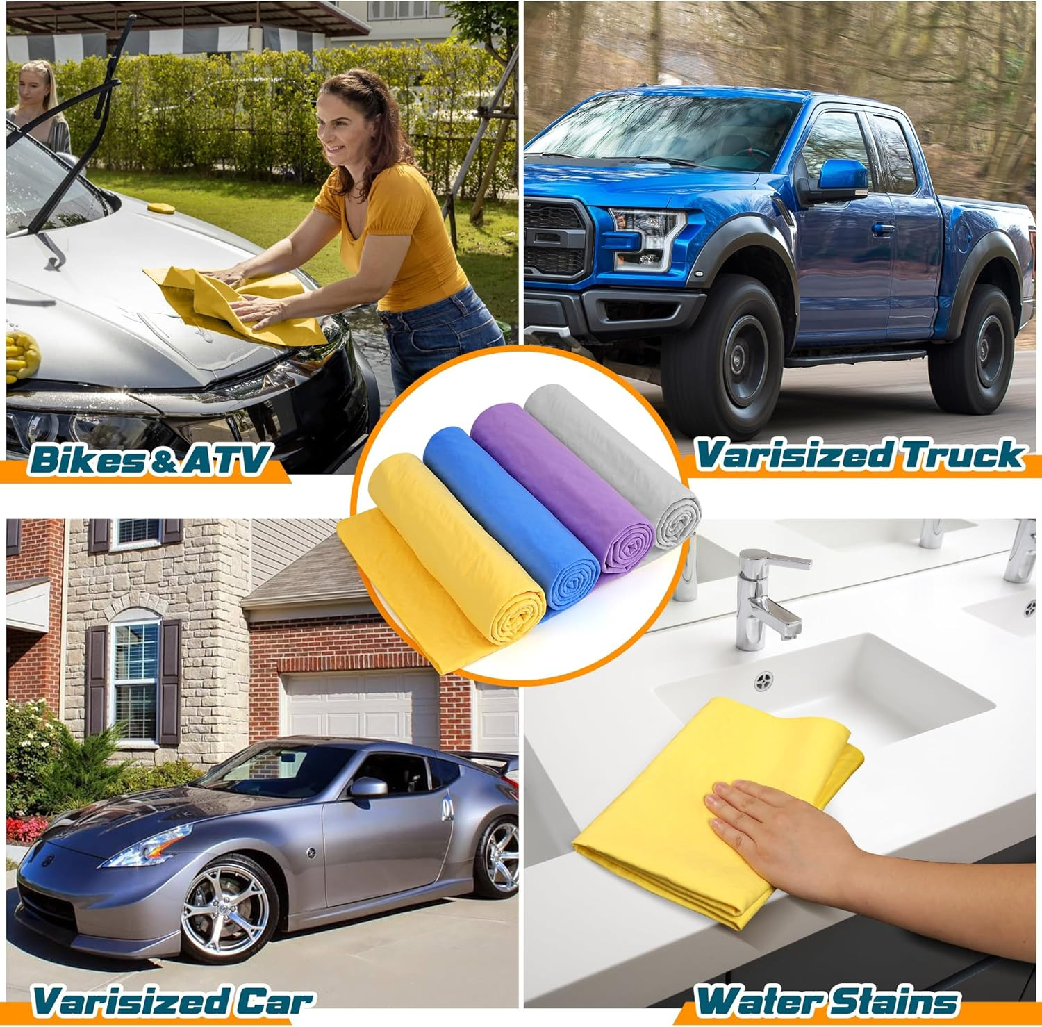 Premium Shammy Towel for Car Super Absorbent 2 Pack 26x17 Car Drying Towel