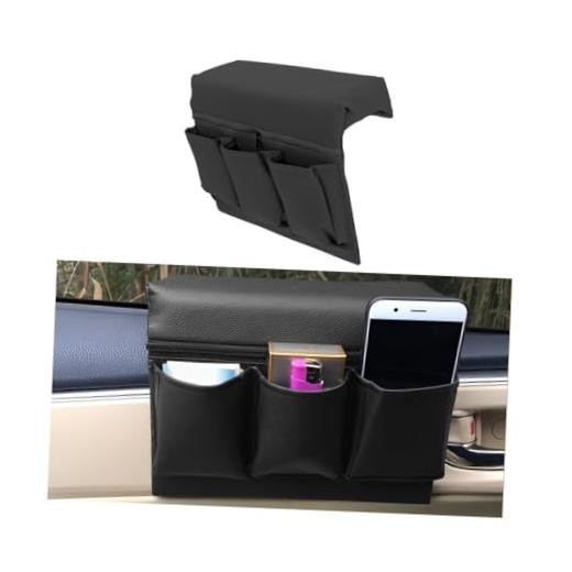 Black Leather Door Side Armrest Box for Car Window—Multifunctional Storage Box