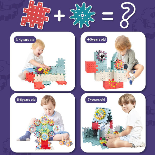 Gear Toys Interlocking Building Blocks, 150 Piece Educational Engineering...