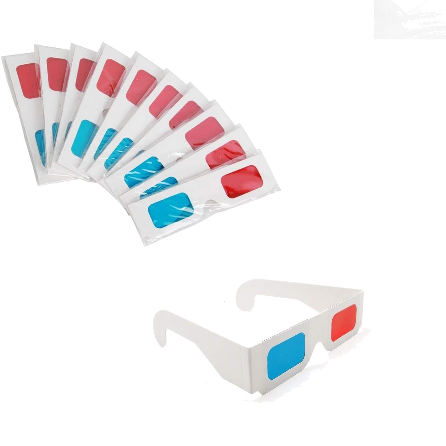 Family Fun with 10 Pairs Anaglyph 3D Glasses - Red and Cyan for Movies Anywhere