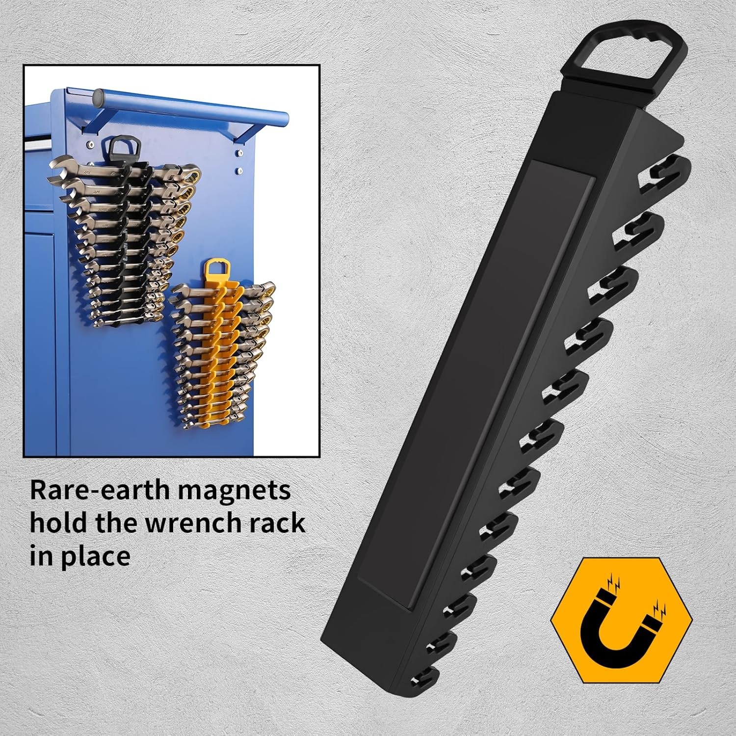 GRENPRO Wrench Organizer 2 Pack Magnetic Wrench Holder Tool Box Storage Rack