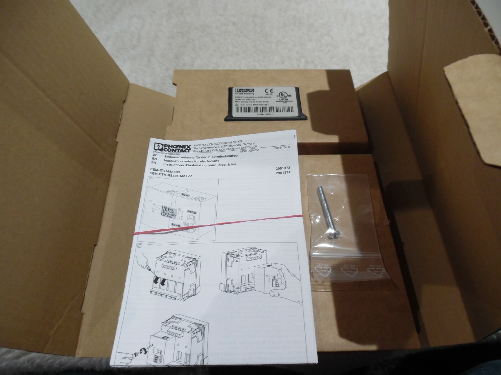 Phoenix Contact EEM-ETH-MA600 Ethernet Comm Module for EEM 2901373 Open Box