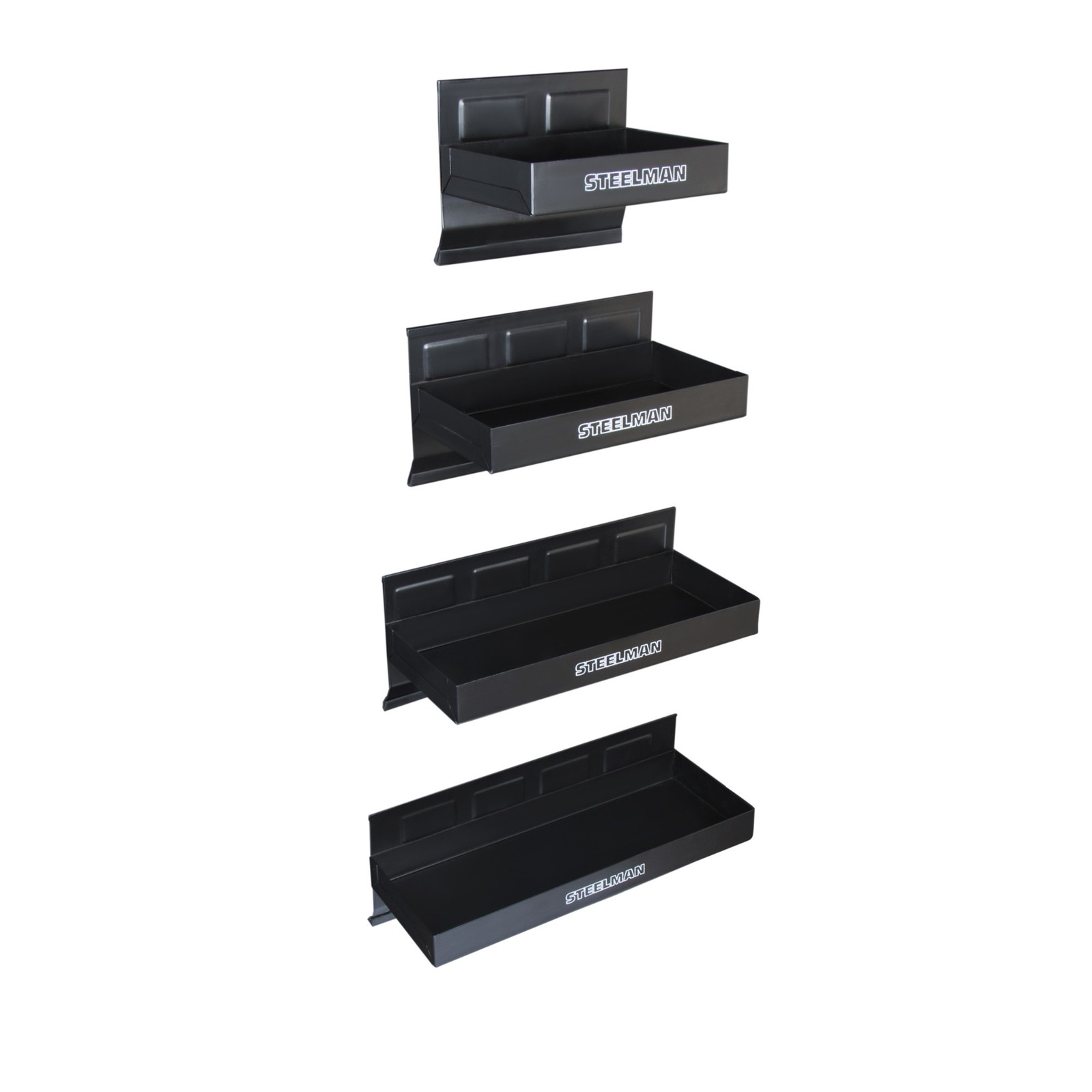Steelman 4 Pc Magnetic Tool Parts Tray Set with Rubberized Contact Points 41811