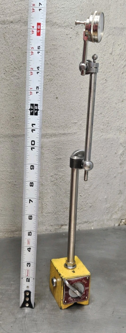 Starrett No. 196 dial indicator set with an Enco magnetic base