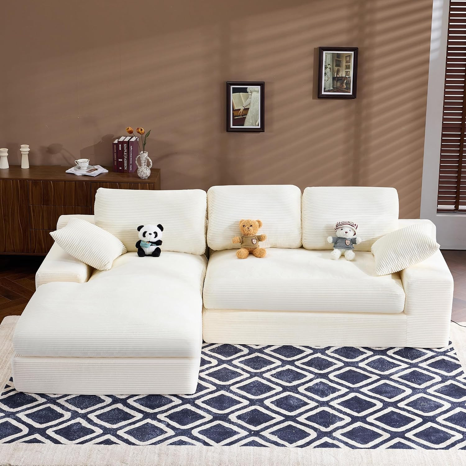 98.4" Modular Sectional Couch with Chaise, L-Shaped Modern Upholstered Sofa with