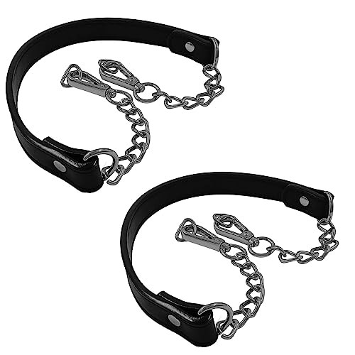 Luomorgo 2 Pcs Metal Chain Handles Strap, Black PU Leather Purse Strap